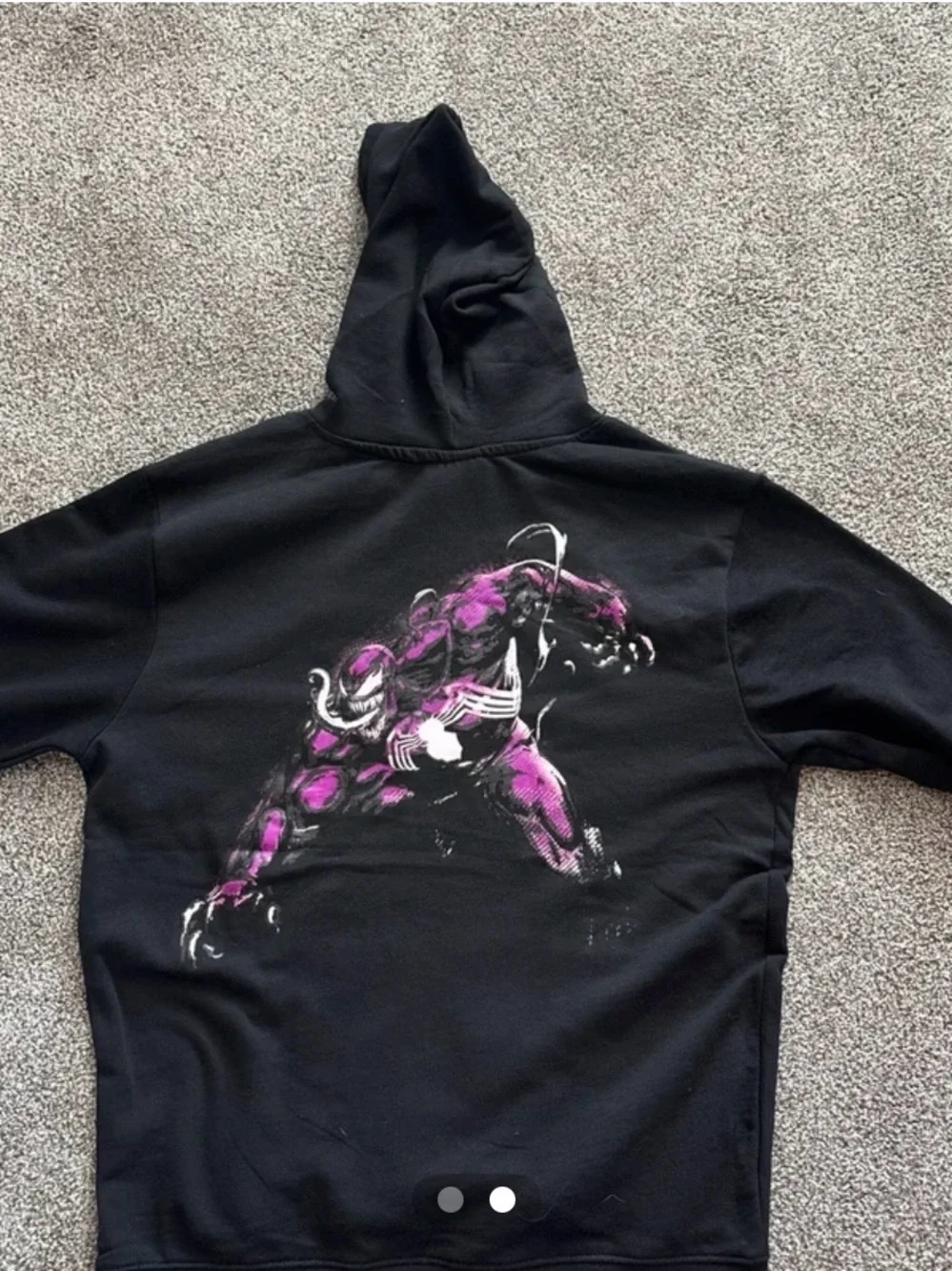 Marvel Men's Black Zip-Up Hoodie with Purple Graphic Back
